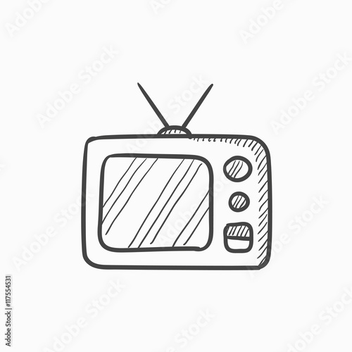 Retro television sketch icon.