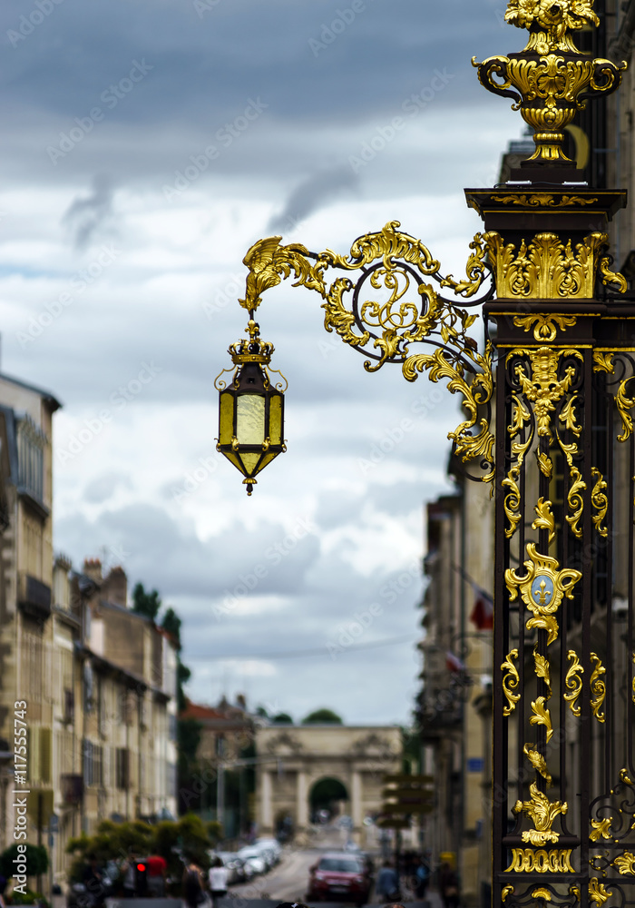 Beautiful golden covered street lamp in Nancy Beautiful golden covered street lamp in Nancy