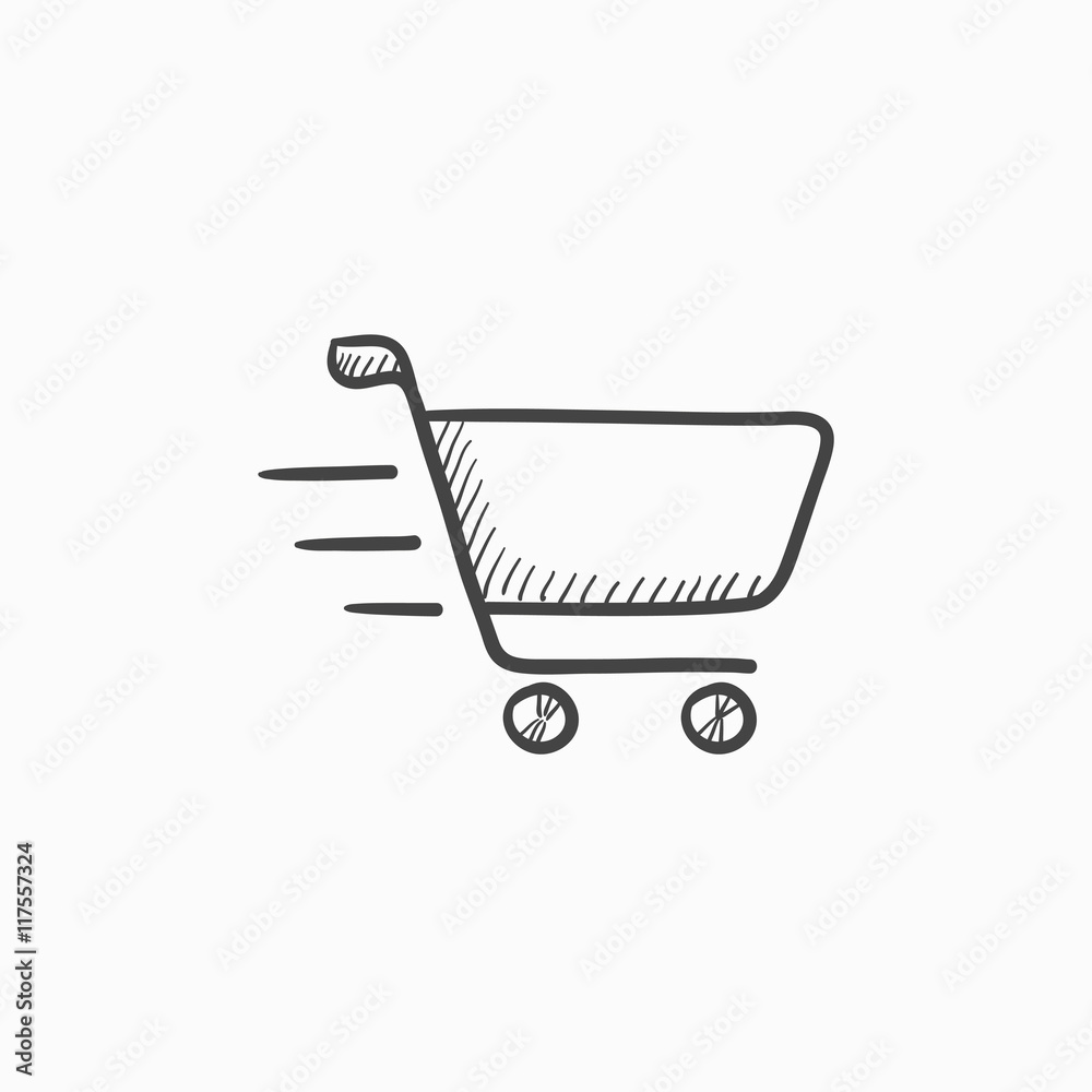 Shopping cart sketch icon. Shopping cart sketch icon.