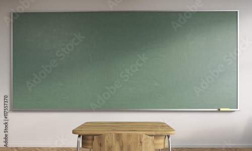 Chalkboard and school table