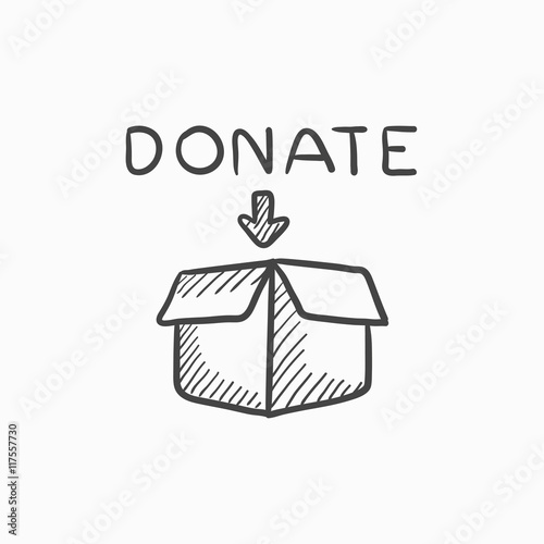 Donation box sketch icon.