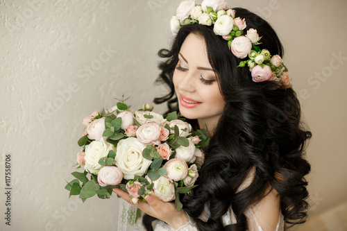 Gorgeous beauty bride wedding day photo