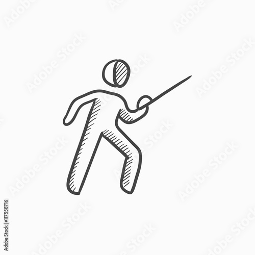 Fencing sketch icon.