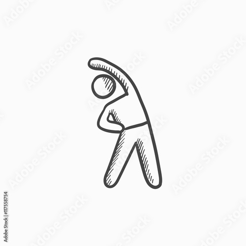Man making exercises sketch icon.