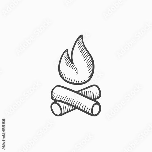Campfire sketch icon.