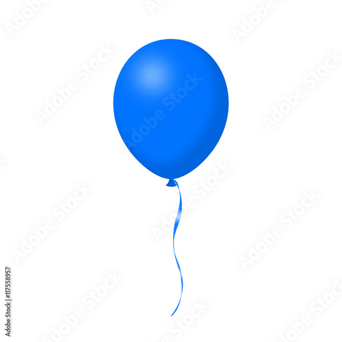 Blue balloon on white background, illustration