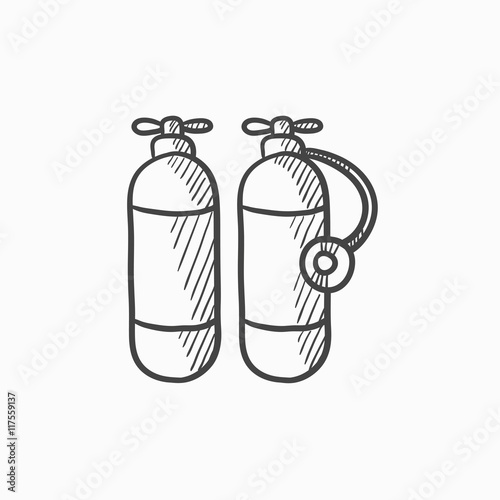 Oxygen tank sketch icon.