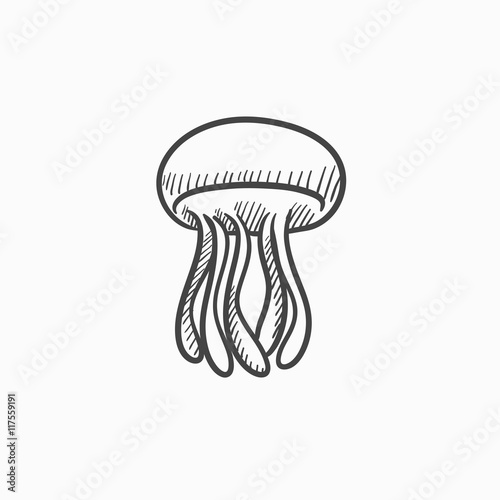 Jellyfish sketch icon.