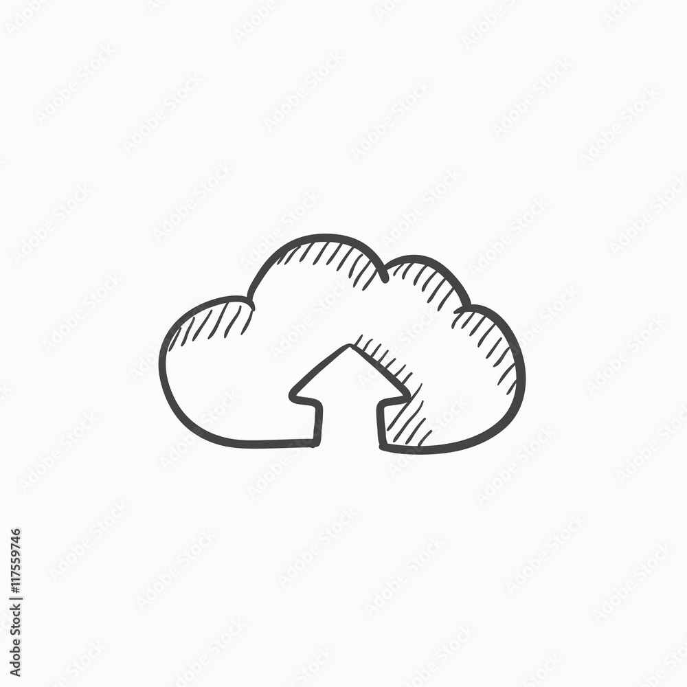 Cloud with arrow up sketch icon. Cloud with arrow up sketch icon.