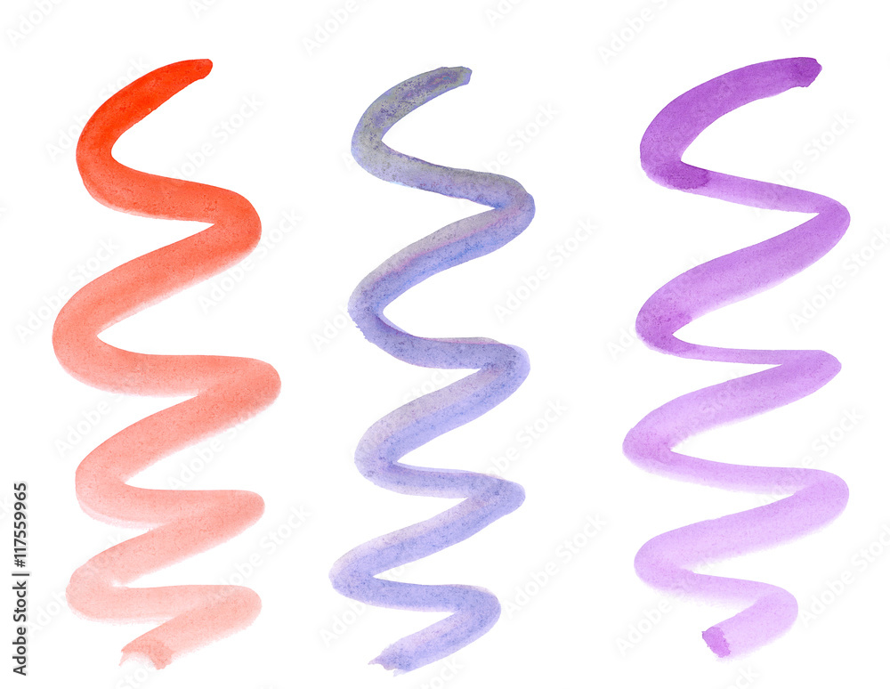 Obraz premium Wavy lines of different colors painted in watercolor