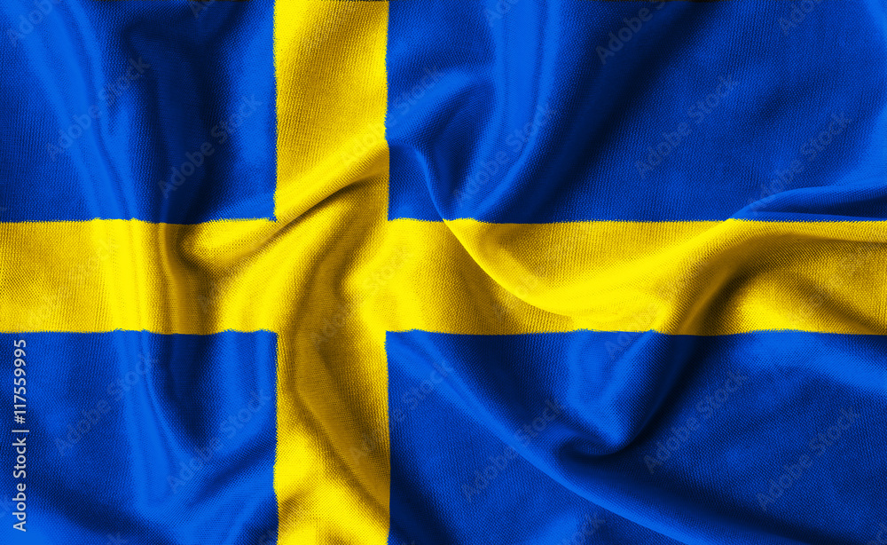 Fabric texture of the Sweden flag