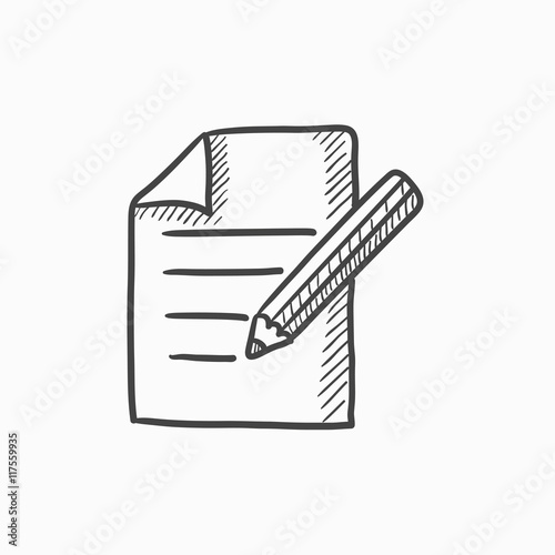 Taking note sketch icon.