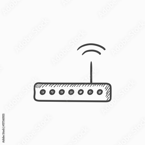 Wireless router sketch icon.