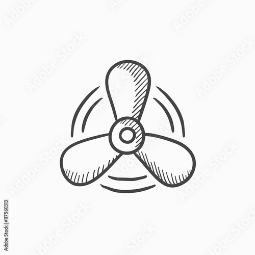 Boat propeller sketch icon.