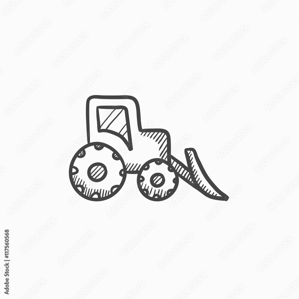 Bulldozer sketch icon. Bulldozer sketch icon.