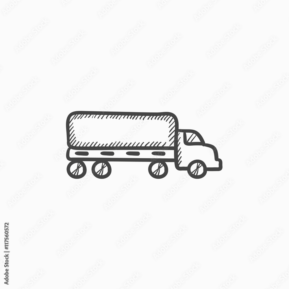 Delivery truck sketch icon.