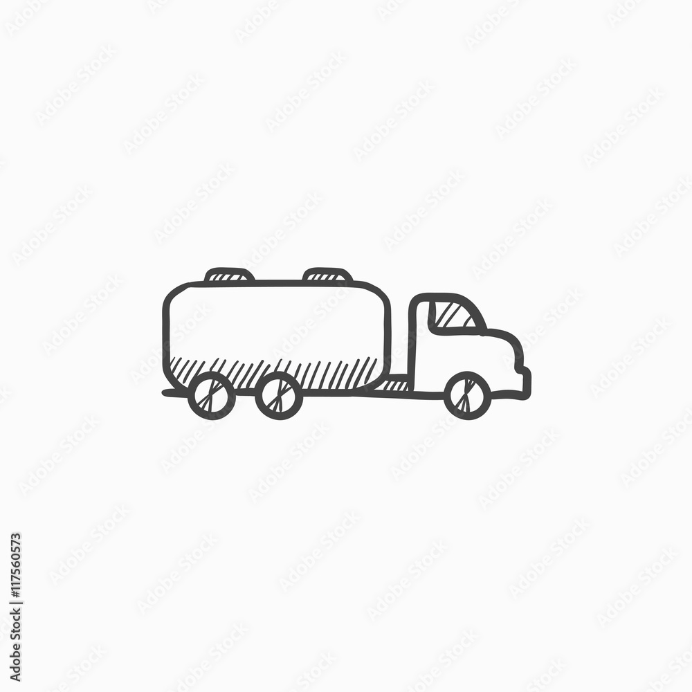 Truck liquid cargo sketch icon. Truck liquid cargo sketch icon.