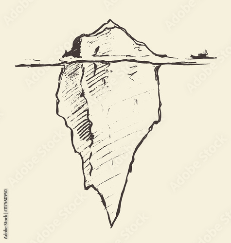 Sketch of an iceberg with icebreaker vector.
