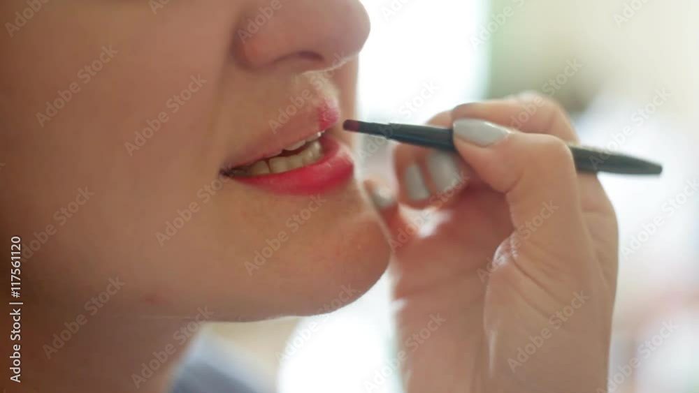 professional makeup artist paints a model lips,makeup, professional makeup professional makeup artist paints a model lips,makeup, professional makeup
