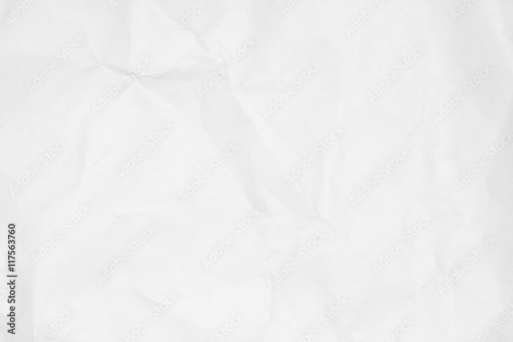 Crumpled white paper texture or white paper background for design with copy space for text or image.