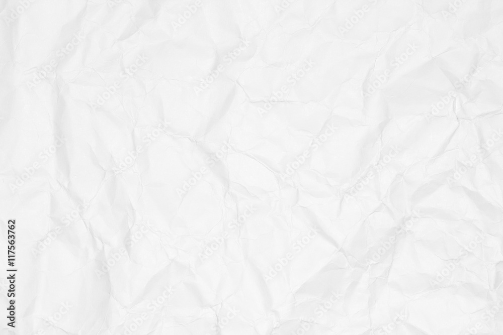 Crumpled white paper texture or white paper background for design with copy space for text or image.
