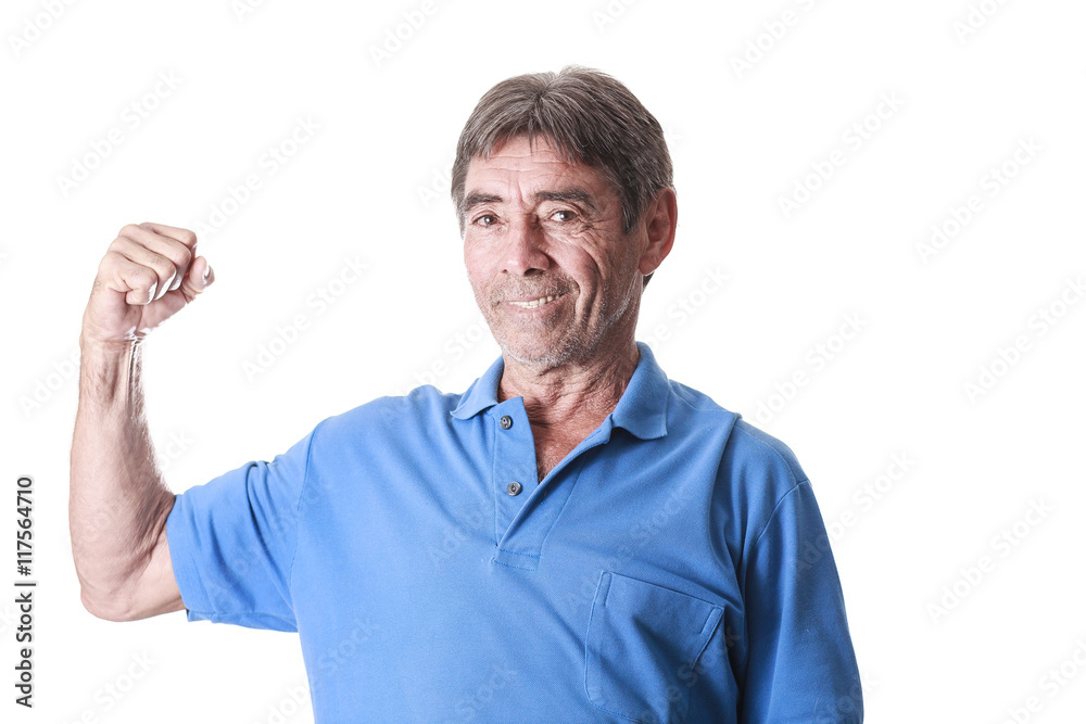 Senior man showing muscle Senior man showing muscle