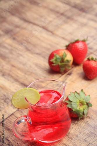 fresh strawberry with juice