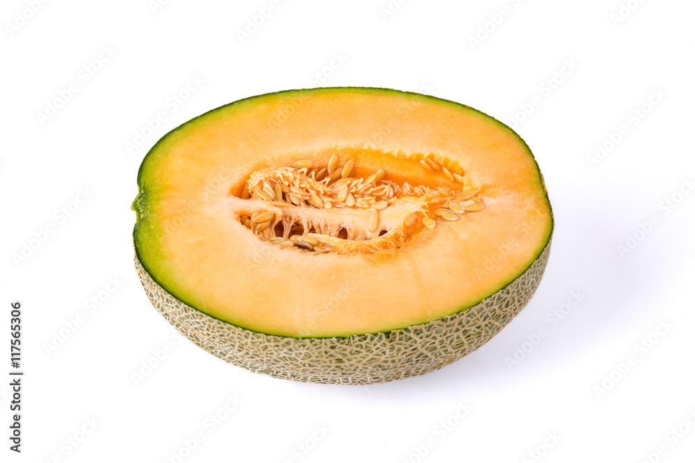 cantaloupe melon slices isolated on white background cantaloupe melon slices isolated on white background