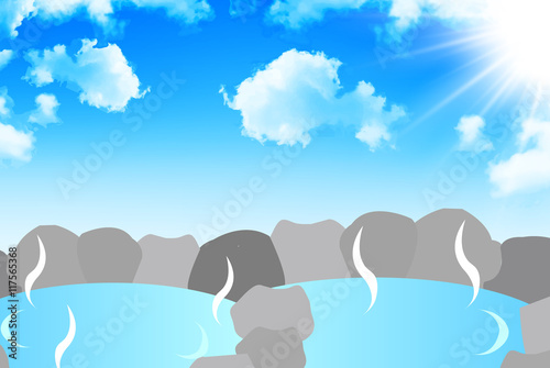 温泉　風呂　空　背景