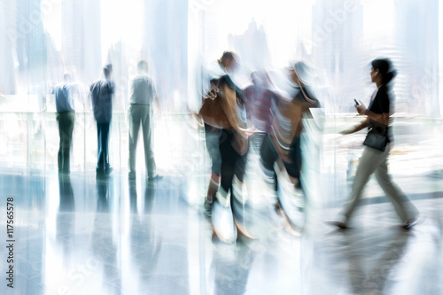 group of people in the lobby business center