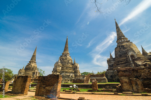 Wat Prasrisanphet  Ayuthaya history park blue sky