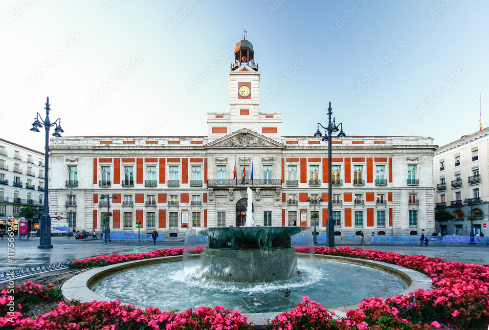 The old Post office at Puerta del Sol, Km 0, Madrid, Spain Photos | Adobe  Stock