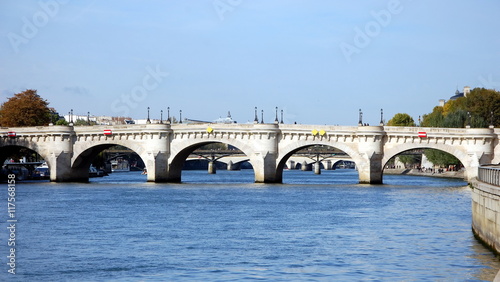 New Bridge, Pont Neuf. Oldest bridge across the Seine river in Paris, France