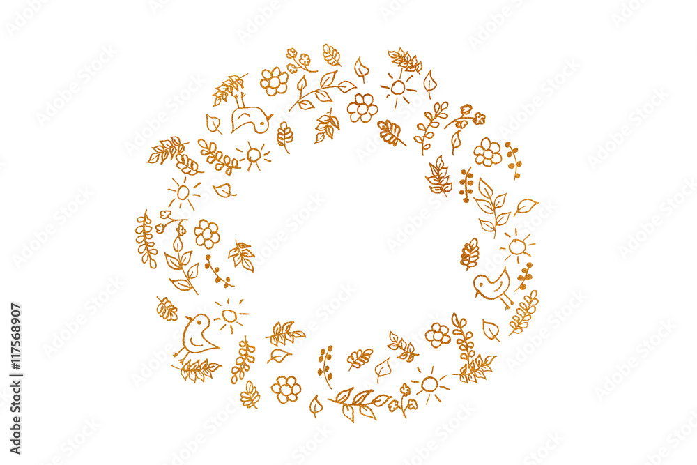 Hand drawn golden pattern.