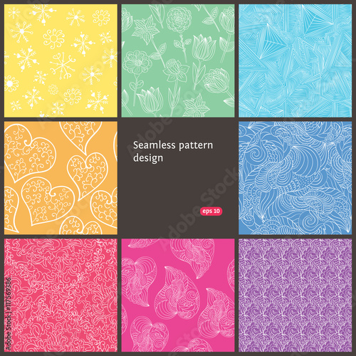 vector floral seamless pattern set background