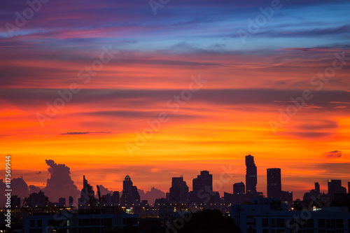 Sunset at city of Bangkok, Thailand