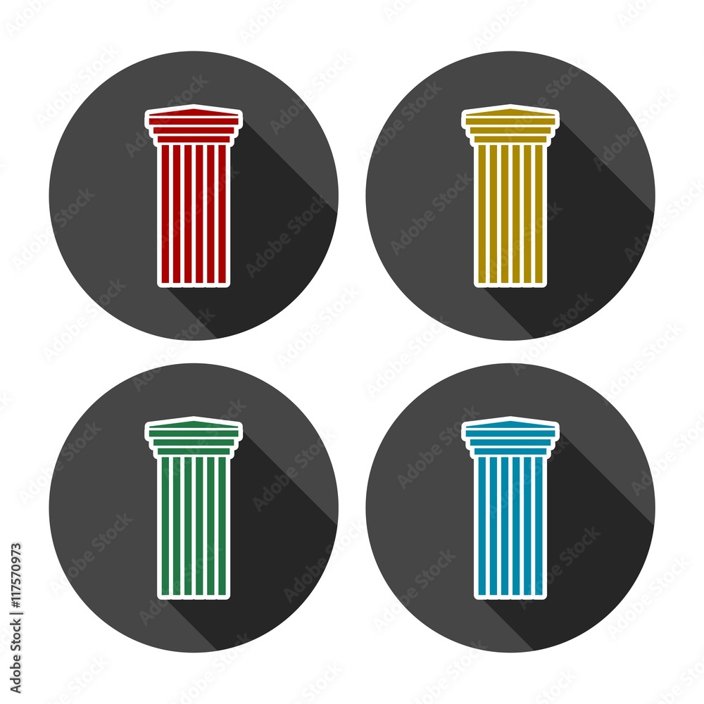 Antique Column icon in different colors set