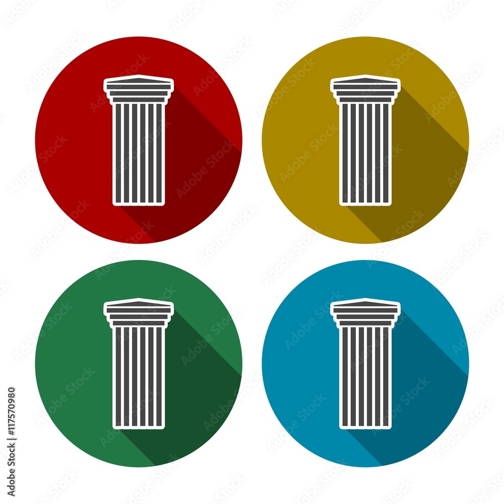 Antique Column icon in different colors set Antique Column icon in different colors set