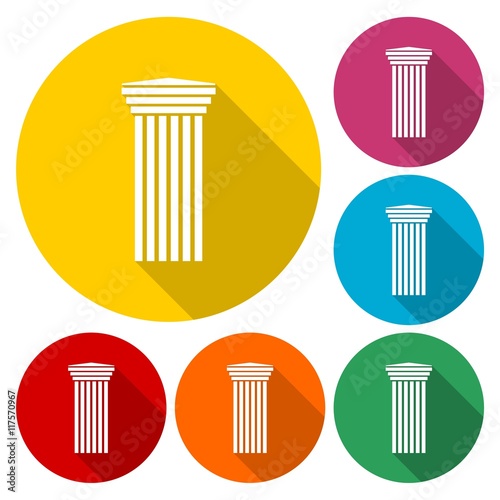 Antique Column icon in different colors set