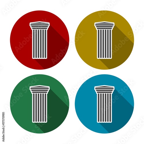 Antique Column icon in different colors set