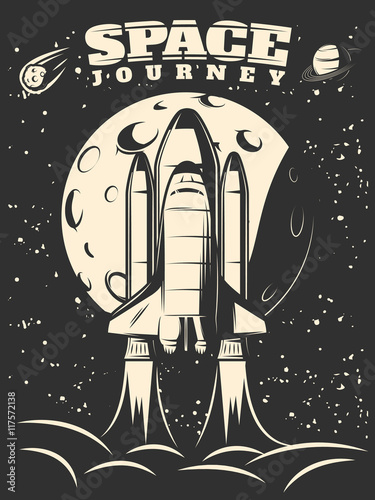 Space Journey Monochrome Print