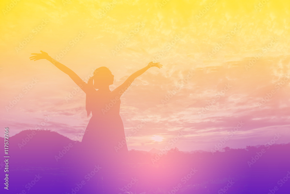 silhouette of woman pointing with finger in sky silhouette of woman pointing with finger in sky