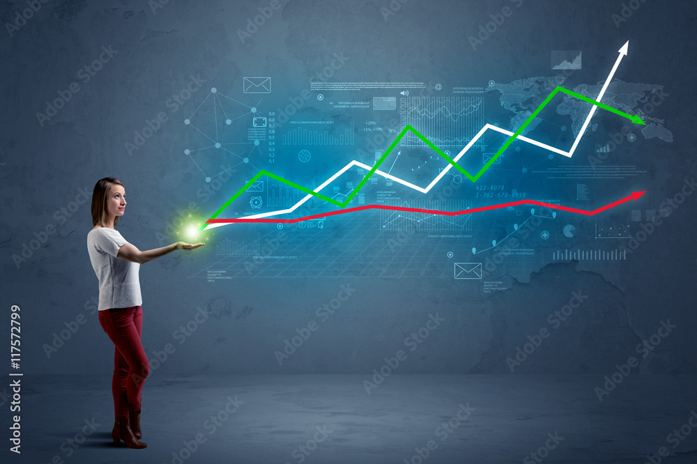 Woman holding stock-market Woman holding stock-market