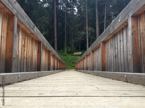 Holzbrücke am Wanderweg im Wald © interklicks
