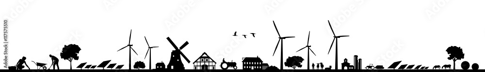 Fototapeta premium Silhouette Erneuerbare Energien