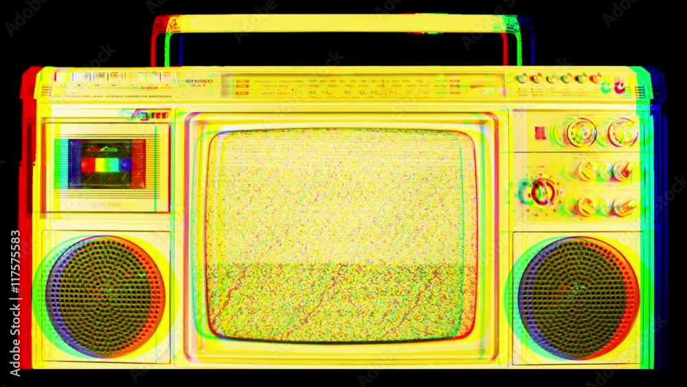 sequence of vintage retro television analogue distortion