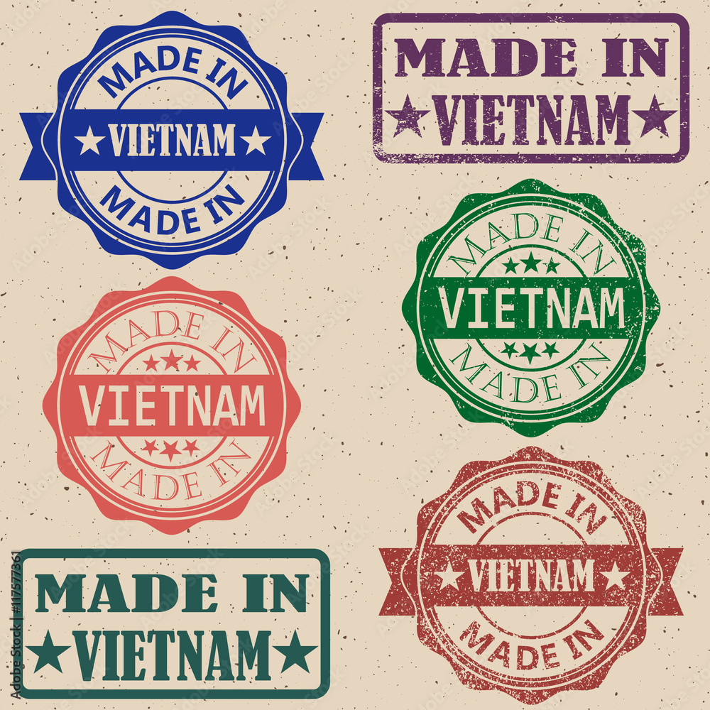 Obraz premium Made in Vietnam rubber stamp.Vector illustration.