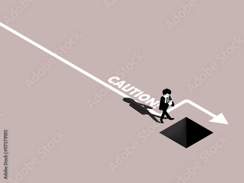 isometric graphic design of business man using smartphone during walking and will falling on hole, smartphone addiction vector design concept