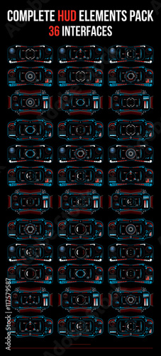Complete HUD Elements. 36 Interfaces. Vector Illustration