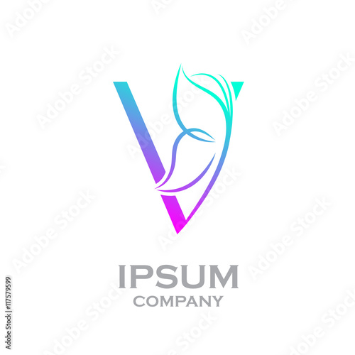 Letter V logo,Butterfly, beauty and fashion logo photo